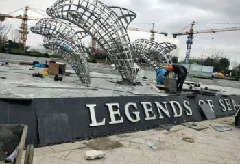 鏤空鯨魚(yú)雕塑，不銹鋼鯨魚(yú)雕塑，公園景觀小品 (1)