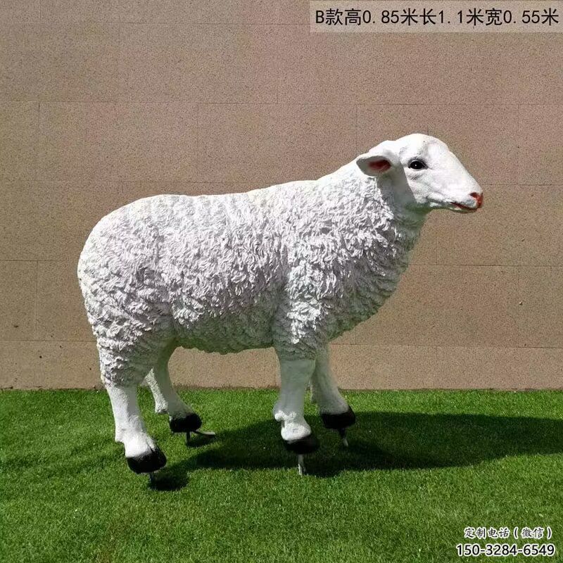 彩繪玻璃鋼綿羊雕塑，動(dòng)物景觀，廣場(chǎng)園林雕塑