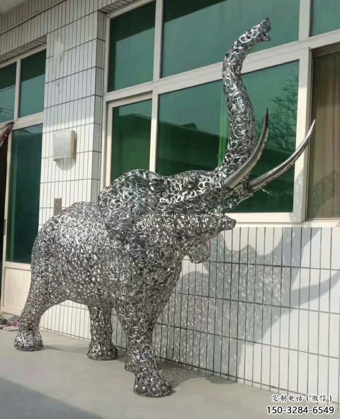 校園小象雕塑，可愛題材，鏡面工藝