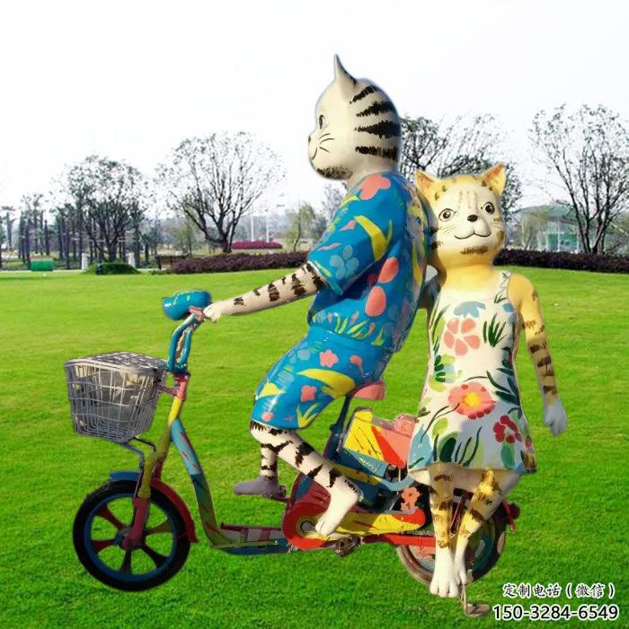 庭院小貓雕塑，動(dòng)物小品，卡通工藝