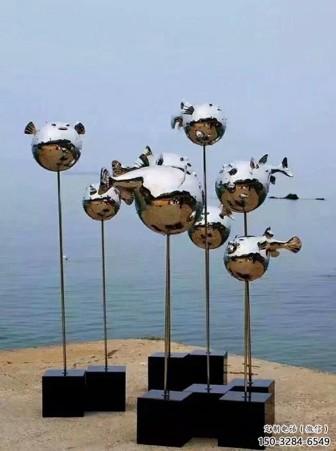 步行街魚(yú)形雕塑，鑄銅農(nóng)耕雕塑，鏤空方式