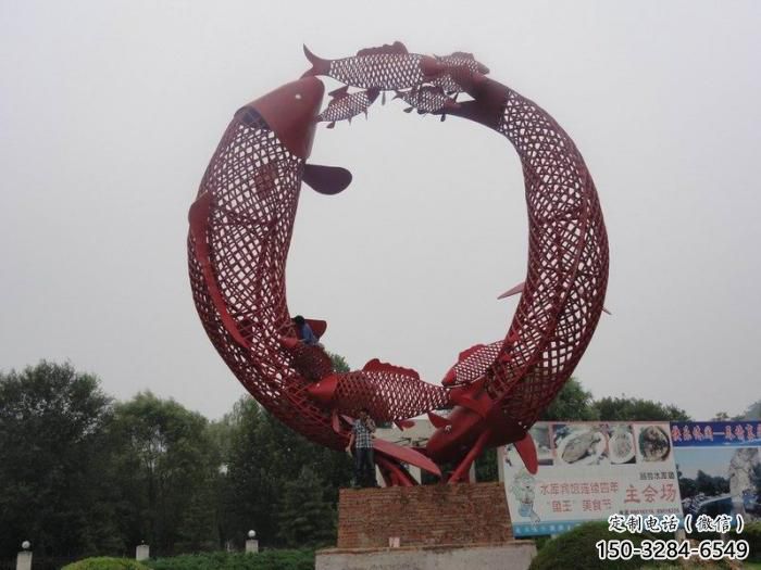 校園魚形雕塑，拉絲海洋雕塑，卡通主題