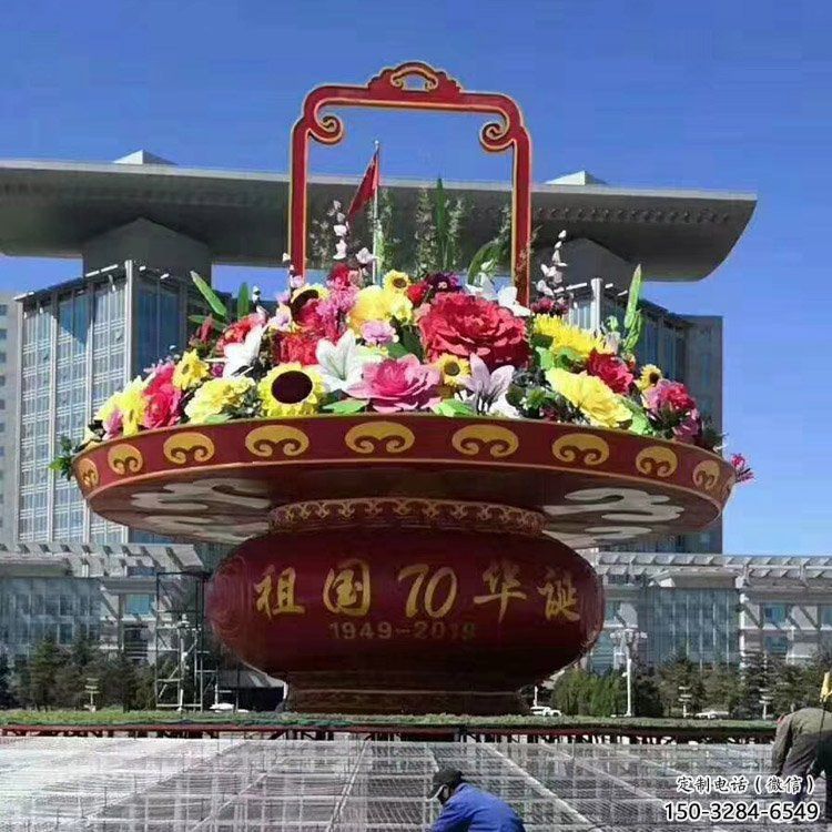 售樓部花籃雕塑，噴砂發(fā)光雕塑，烤漆題材