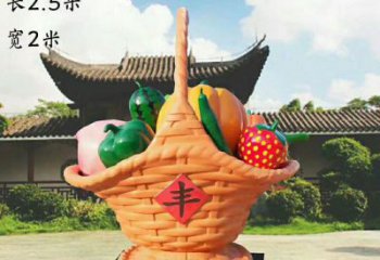 果籃雕塑觀賞型，露天雕塑，仿真果籃雕塑訂做