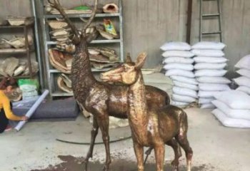 銅鹿雕塑，鑄銅動物雕塑