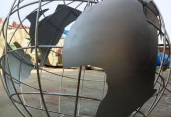 庭院地球儀雕塑，鍍金歐式雕塑，網格形式
