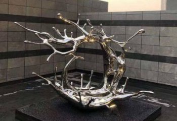 庭院海浪雕塑，鍍金歐式雕塑，鏡面形式