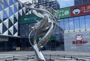 校園海浪雕塑，拉絲景觀雕塑，抽象主題