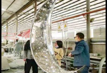 月亮雕塑制作專供，園林裝飾，建筑鏤空月亮雕塑批發(fā)