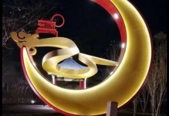 制造月亮雕塑廠家，地標(biāo)擺件，烤漆鏤空月亮雕塑精選