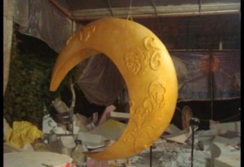 景區(qū)月亮雕塑，鍍金歐式雕塑，鐵藝材質(zhì)