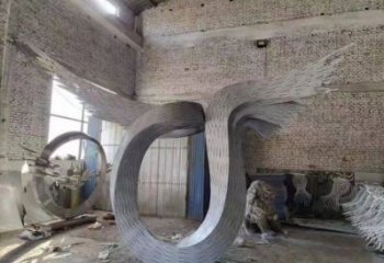 抽象鳥翅雕塑供應(yīng)，花園小品，不銹鋼鳥翅雕塑展品