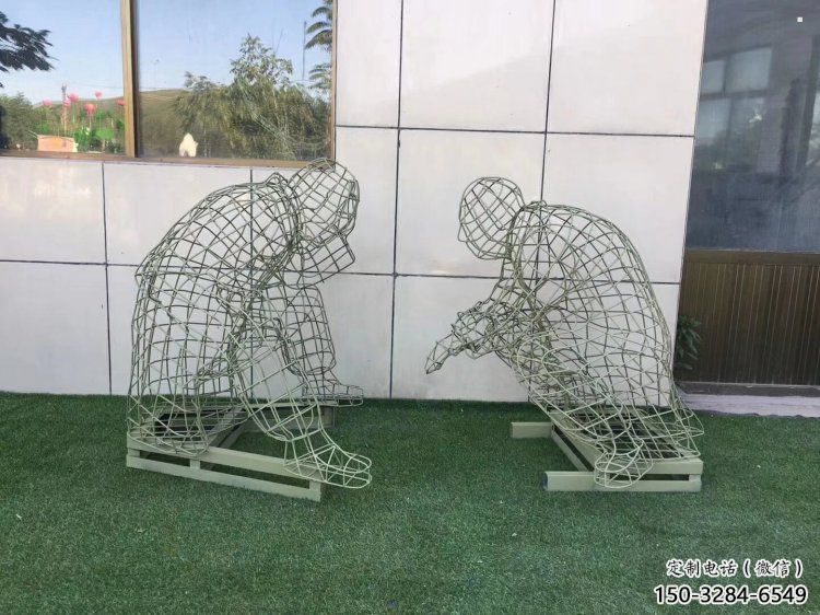 慶陽(yáng)鏤空下棋雕塑供需，廣場(chǎng)雕塑，鐵藝民俗人物雕塑選用