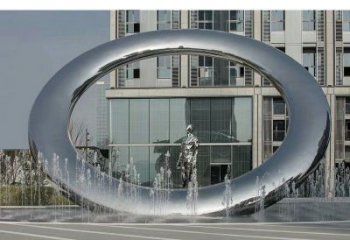 鼓樓小區(qū)圓環(huán)雕塑，水簾噴泉雕塑，水景藝術效果