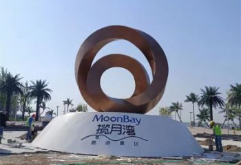 街道圓環(huán)雕塑，鍛造景觀雕塑，古銅效果