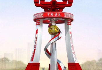 海原城市精神堡壘雕塑，地標(biāo)文明建筑不銹鋼雕塑