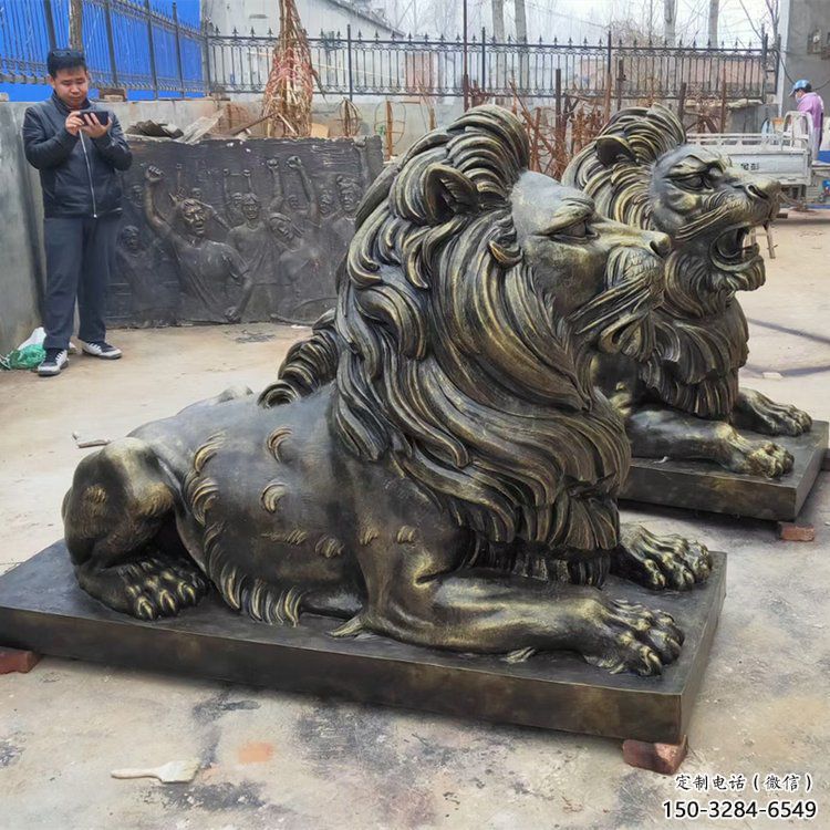 九龍坡大型趴獅雕塑，仿銅動物雕塑，玻璃鋼獅子雕塑制作