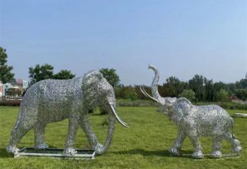 林周鏤空大象雕塑制造商，動(dòng)物擺件，透雕大象雕塑定制