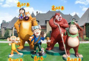 當雄廣場維尼熊雕塑，卡通水景雕塑，抽象效果