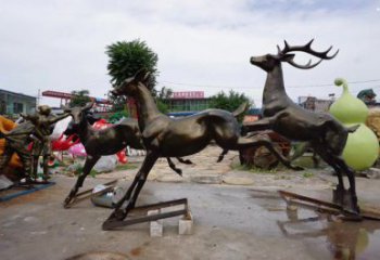 博爾塔拉戶外小鹿批發(fā)，動物雕塑，梅花鹿銅雕塑供求