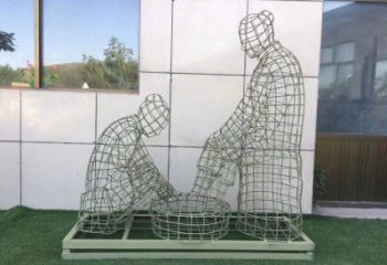 玉溪鏤空洗腳雕塑制作，園林裝飾，鐵藝孝道人物雕塑