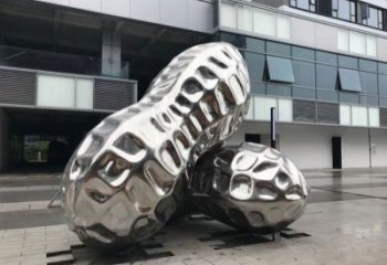 濱江花生雕塑制造，白鋼構(gòu)件，不銹鋼花生雕塑提供