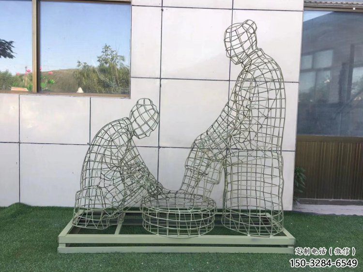 大渡口鏤空洗腳雕塑制作，園林裝飾，鐵藝孝道人物雕塑