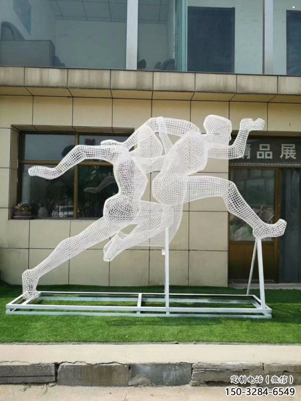 長壽鏤空跨欄雕塑制造商，透雕雕塑，鐵藝體育人物雕塑供給