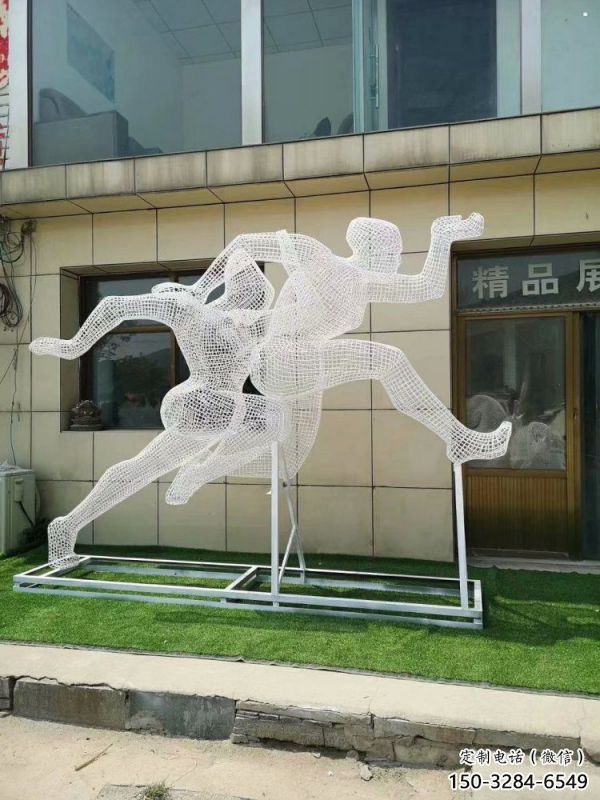 巴南鏤空體育雕塑供求，白鋼構(gòu)件，鐵藝人物雕塑觀賞型