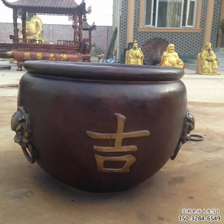 萬盛吉字銅缸雕塑-青銅鑄造 萬盛吉字銅缸雕塑-青銅鑄造