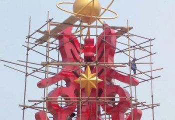 萬(wàn)盛景觀(guān)科技之星雕塑選用，美陳雕塑，抽象不銹鋼科技之星雕塑標(biāo)準(zhǔn)