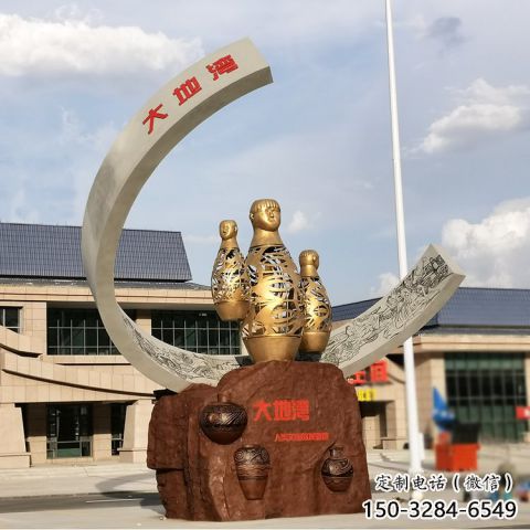 房地產(chǎn)酒瓶雕塑，仿古景觀雕塑，噴砂制造
