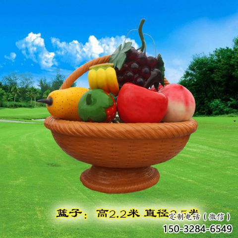 彩繪果籃雕塑通用，花園小品，廣場玻璃鋼果籃雕塑優(yōu)價